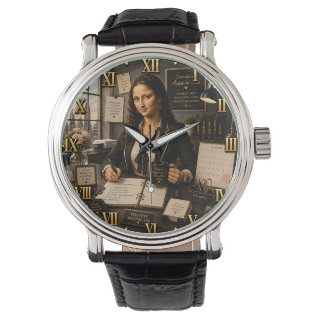Funny Mona Lisa Executive Assistant Armbanduhr (Vorderseite)