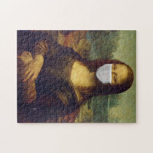 Funny Mona Lisa Face Mask Puzzle (Horizontal)