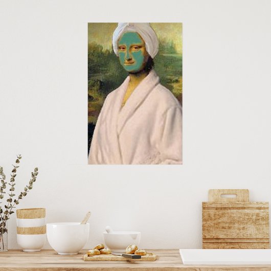 Funny Mona Lisa kümmert sich um Skinavien mit eine Poster (Küche)