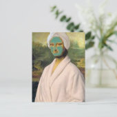 Funny Mona Lisa kümmert sich um Skinavien mit eine Postkarte (Stehend Vorderseite)