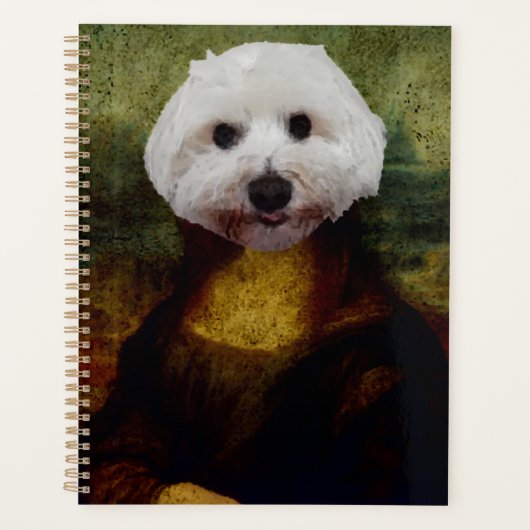 Funny Mona Lisa Maltese Dog Planer (Vorderseite)