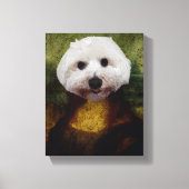 Funny Mona Lisa Maltese Dog Stretched Canvas Print Leinwanddruck (Vorderseite)