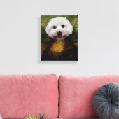 Funny Mona Lisa Maltese Dog Stretched Canvas Print Leinwanddruck (Insitu (Wohnzimmer))