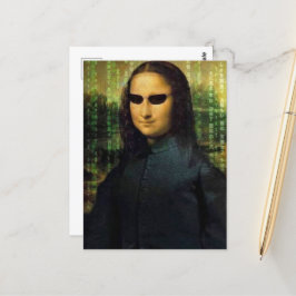 Funny Mona Lisa matrix Leonardo da Vinci Postkarte