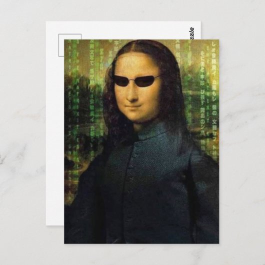 Funny Mona Lisa matrix Leonardo da Vinci Postkarte (Vorne/Hinten)