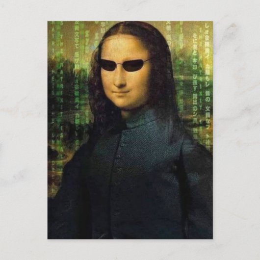 Funny Mona Lisa matrix Leonardo da Vinci Postkarte (Vorderseite)