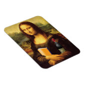 Funny Mona Lisa mit Wein und Buch Magnet (Rechte Seite)