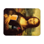 Funny Mona Lisa mit Wein und Buch Magnet (Horizontal)