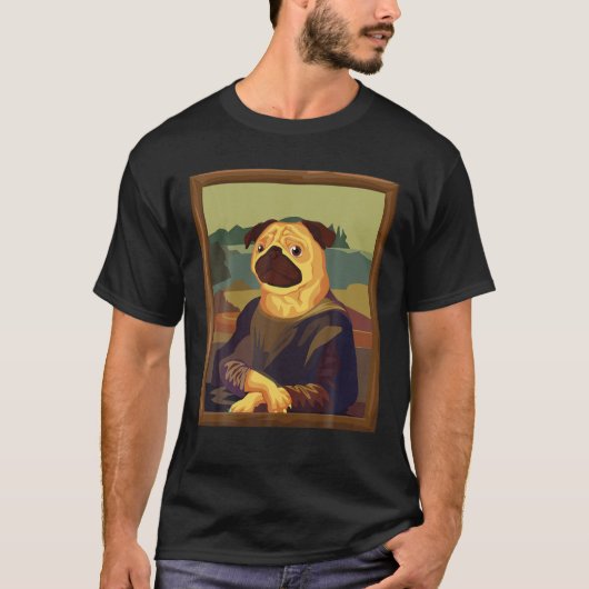 Funny Mona Lisa Mops Art Parody T Shirt (Vorderseite)