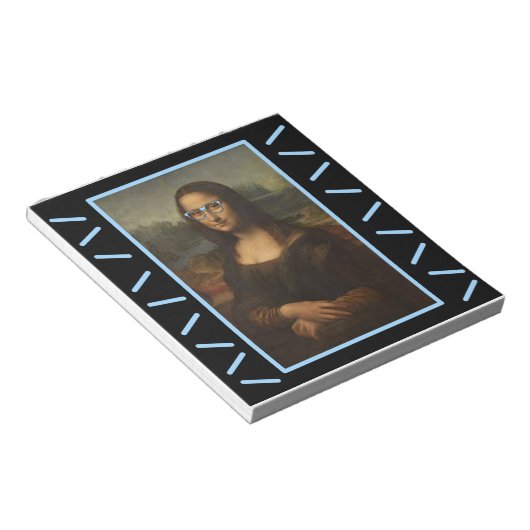 Funny Mona Lisa Nerd Glas Notizblock (angewinkelt)