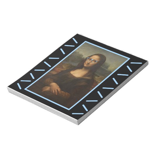 Funny Mona Lisa Nerd Glas Notizblock (Rotiert)
