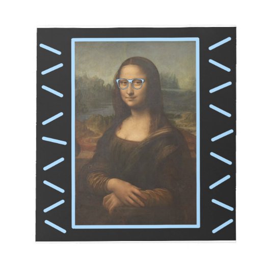 Funny Mona Lisa Nerd Glas Notizblock (Vorderseite)