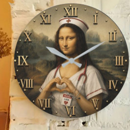 Funny Mona Lisa Nurse RN & Nursing Office Decor  Große Wanduhr