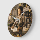 Funny Mona Lisa Office Manager Office Organization Große Wanduhr (Winkel)