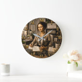 Funny Mona Lisa Office Manager Office Organization Große Wanduhr (Zuhause)