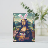 Funny Mona Lisa Osterhase Bunny Postkarte (Stehend Vorderseite)