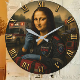 Funny Mona Lisa Paramedic EMS & First Responder  Große Wanduhr