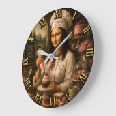 Funny Mona Lisa Pastry Chef Bakery Kitchen Decor Große Wanduhr (Winkel)