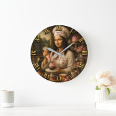 Funny Mona Lisa Pastry Chef Bakery Kitchen Decor Große Wanduhr (Zuhause)