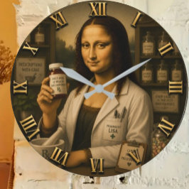 Funny Mona Lisa Pharmacist Pharmacy Große Wanduhr