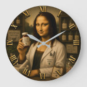 Funny Mona Lisa Pharmacist Pharmacy Große Wanduhr (Vorderseite)