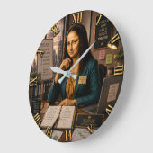 Funny Mona Lisa Project Manager Office Decor Große Wanduhr (Winkel)