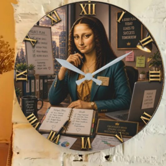 Funny Mona Lisa Project Manager Office Decor Große Wanduhr
