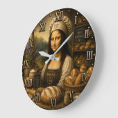 Funny Mona Lisa Rustic Bakery Kitchen Decor Große Wanduhr (Winkel)