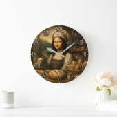 Funny Mona Lisa Rustic Bakery Kitchen Decor Große Wanduhr (Zuhause)