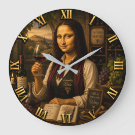 Funny Mona Lisa Sommelier Wine Lover Vineyard Große Wanduhr