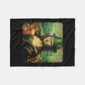 Funny Mona Lisa St. Patricks Day Kleeblatt Hat Lep Fleecedecke (Vorderseite (Horizontal))
