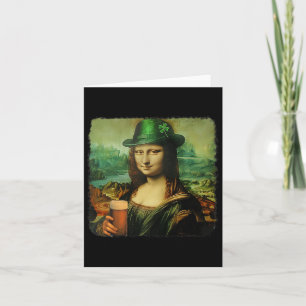 Funny Mona Lisa St. Patricks Day Kleeblatt Hat Lep Karte