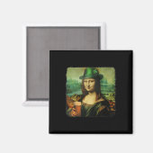 Funny Mona Lisa St. Patricks Day Kleeblatt Hat Lep Magnet (Vorderseite/Rückseite)