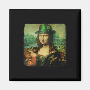 Funny Mona Lisa St. Patricks Day Kleeblatt Hat Lep Magnet
