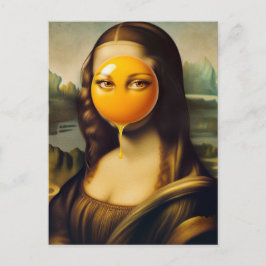 Funny Mona mit Ei auf dem Gesicht ihre Augen Postkarte