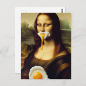 Funny Mona mit Ei auf dem Mund Postkarte (Vorne/Hinten)