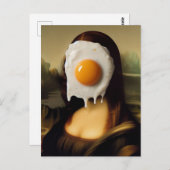 Funny Mona mit Ei auf ihrem Gesicht Postkarte (Vorne/Hinten)