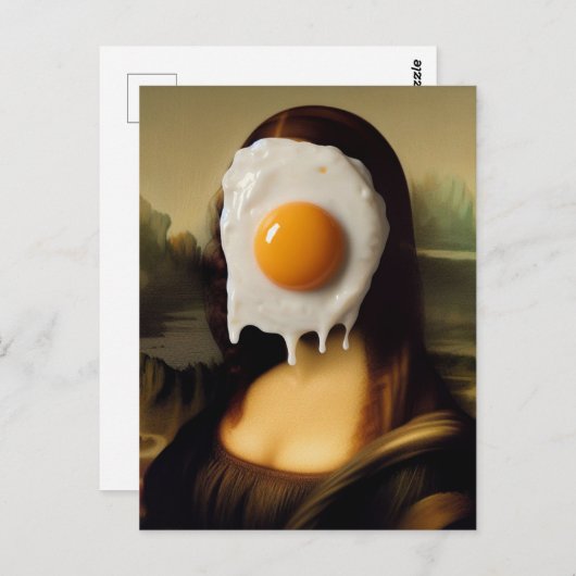 Funny Mona mit Ei auf ihrem Gesicht Postkarte (Vorne/Hinten)