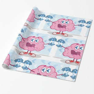 Funny Money Brain Cartoon Euro Cash Lover Geschenkpapier
