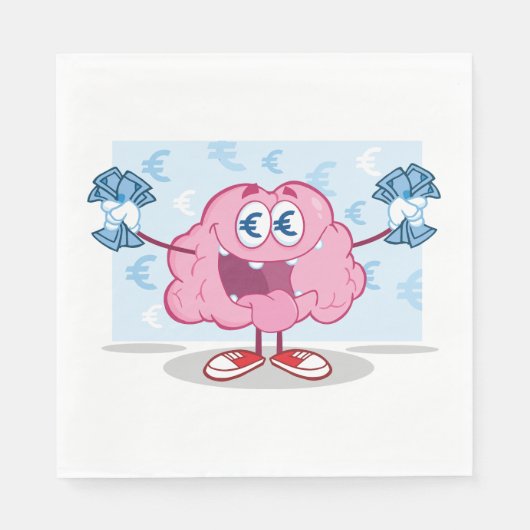 Funny Money Brain Cartoon Euro Cash Lover Serviette (Vorderseite)