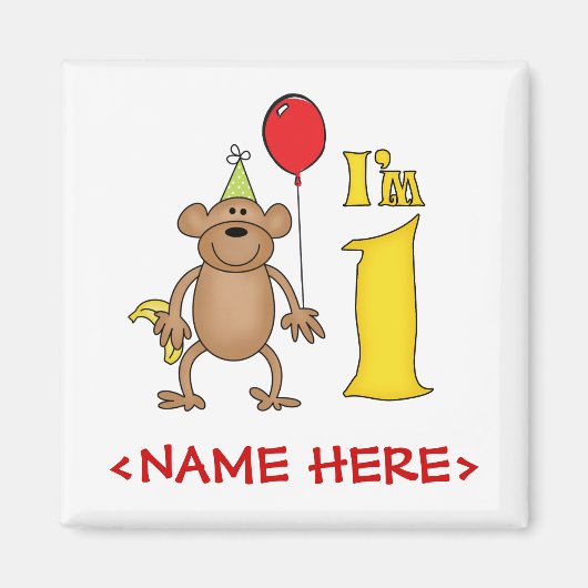 Funny Monkey 1. Geburtstag Magnet (Vorne)