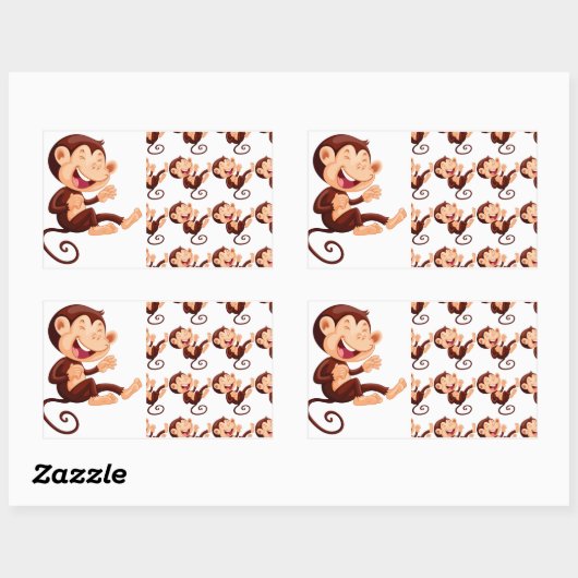 Funny Monkey Animal Pattern Rechteckiger Aufkleber (Blatt)
