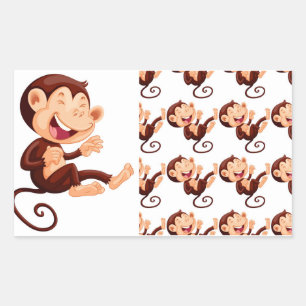 Funny Monkey Animal Pattern Rechteckiger Aufkleber
