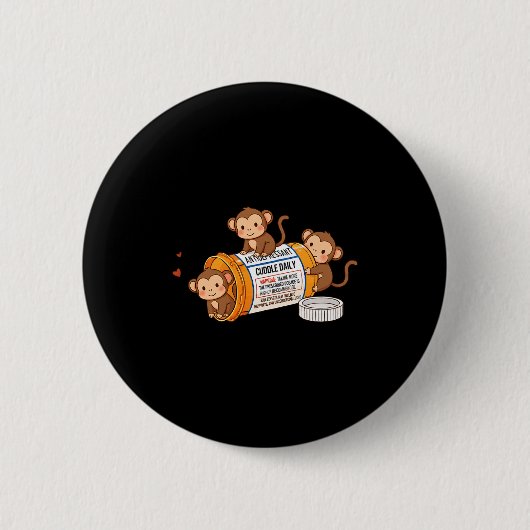 Funny Monkey Anti Depressant Zoo Boys Girls Kids P Button (Vorderseite)