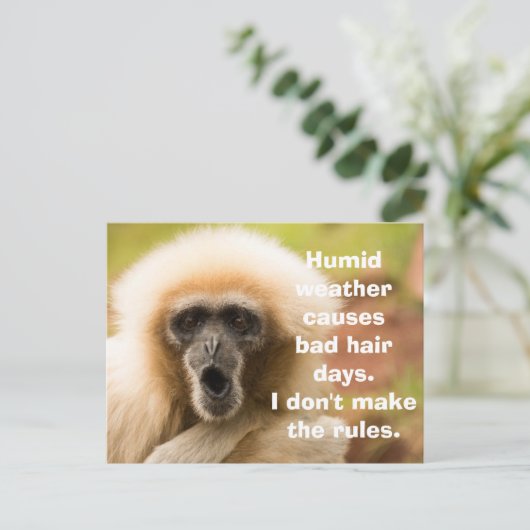 Funny Monkey Bad Hair Day Postkarte (Stehend Vorderseite)