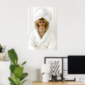 Funny Monkey Bathroom Print, Monkey In Bathrobe Poster (Heimbüro)