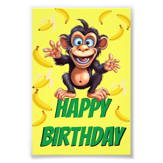 Funny Monkey Birthday Fotodruck (Vorne)