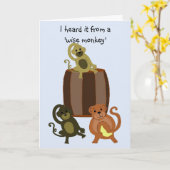 Funny Monkey Birthday Karte (Gelbe Blume)