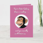 Funny Monkey Birthday Karte<br><div class="desc">Funny Cartoon MONKEY BIRTHDAY GREETING CARD</div>