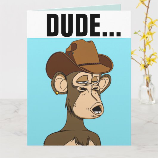 FUNNY MONKEY BIRTHDAY ÜBERSIERTE KARTE (Gelbe Blume)